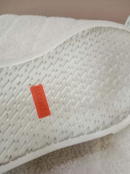Hermes Day White Kelly Sneakers Rose Gold Buckle Size 35