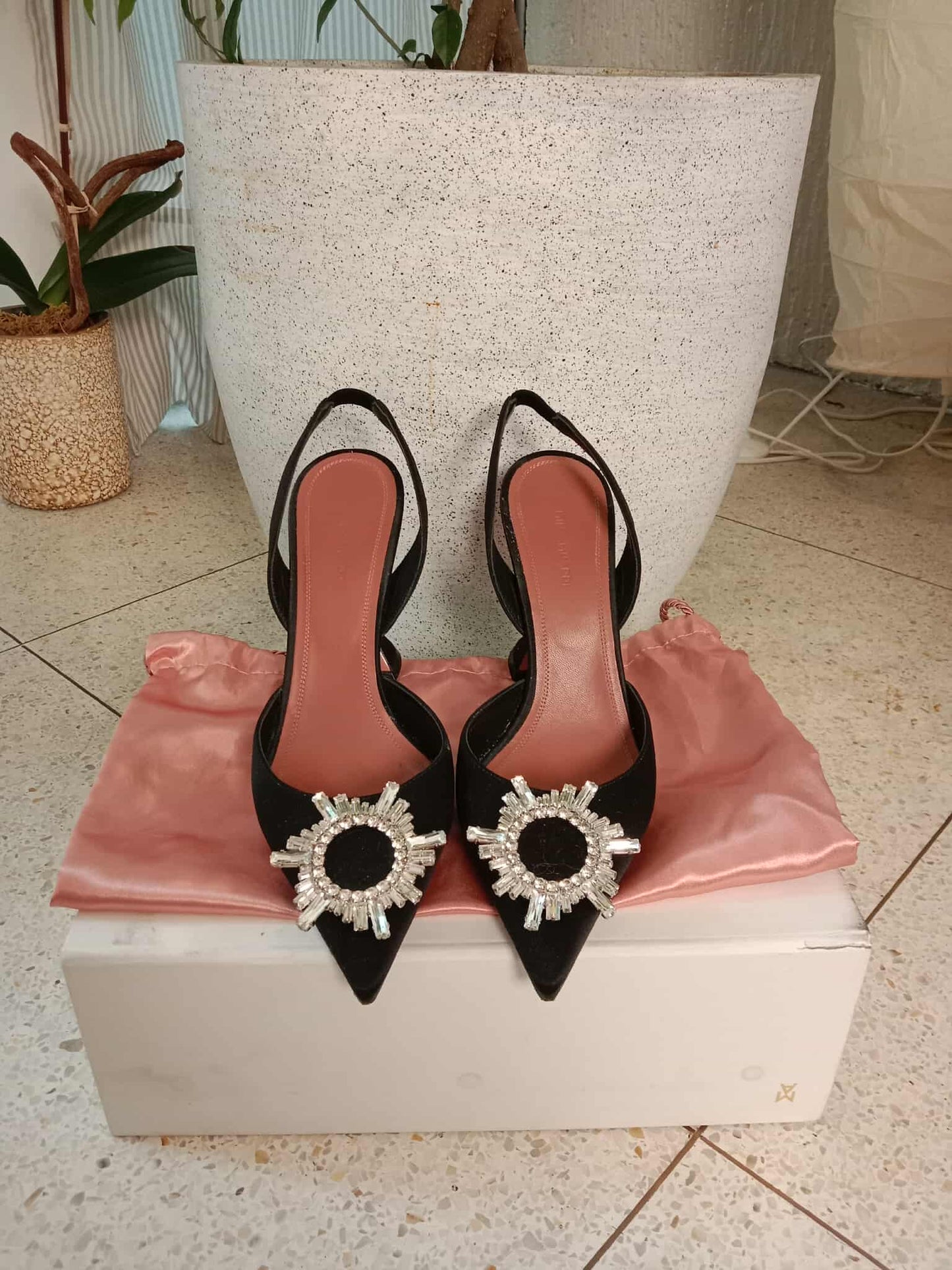 Amina Muaddi Black Sandals Size 39