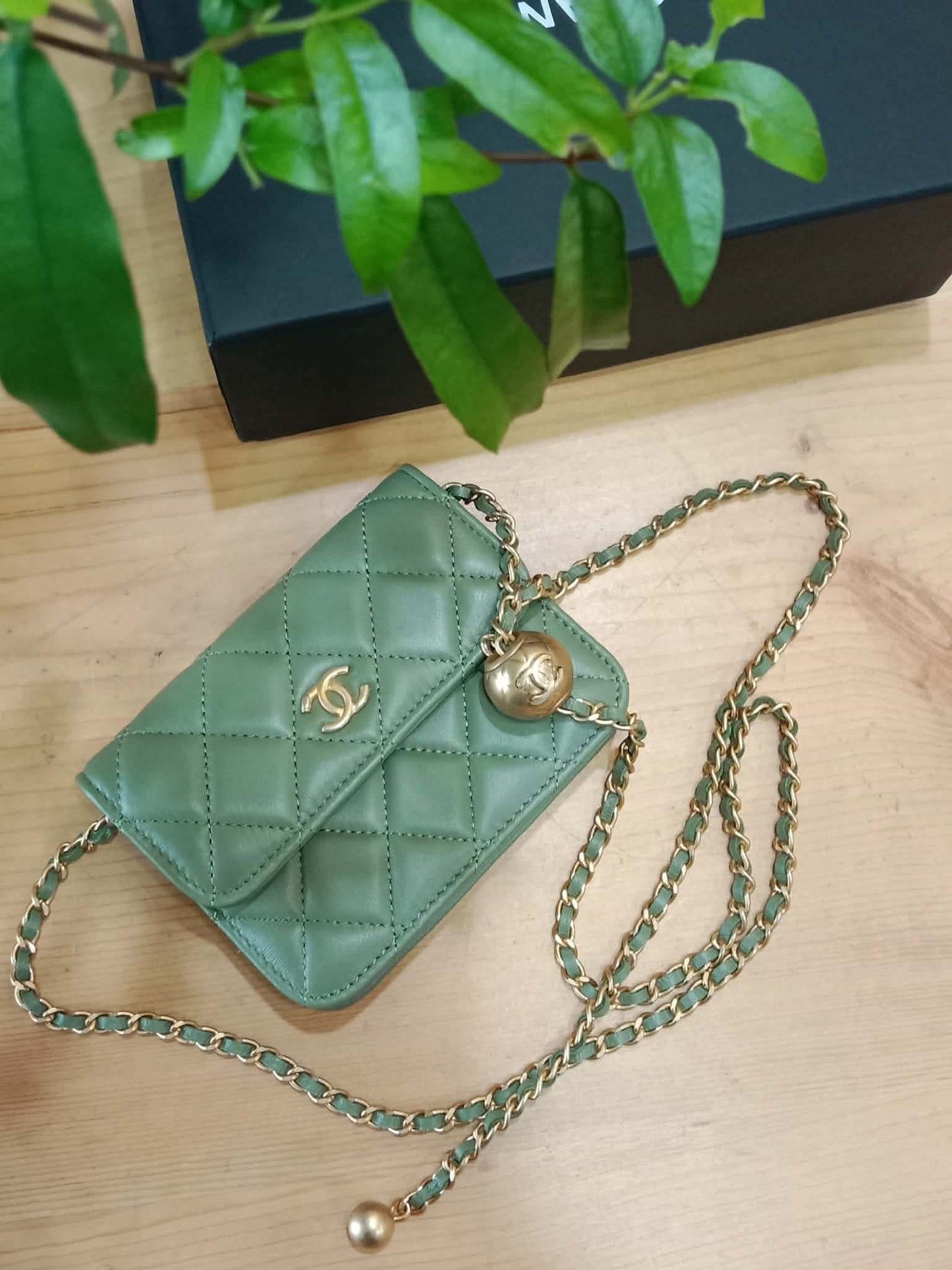 Chanel Pearl Crush Mini Quilted Lambskin Flap Bag Matcha Series 31