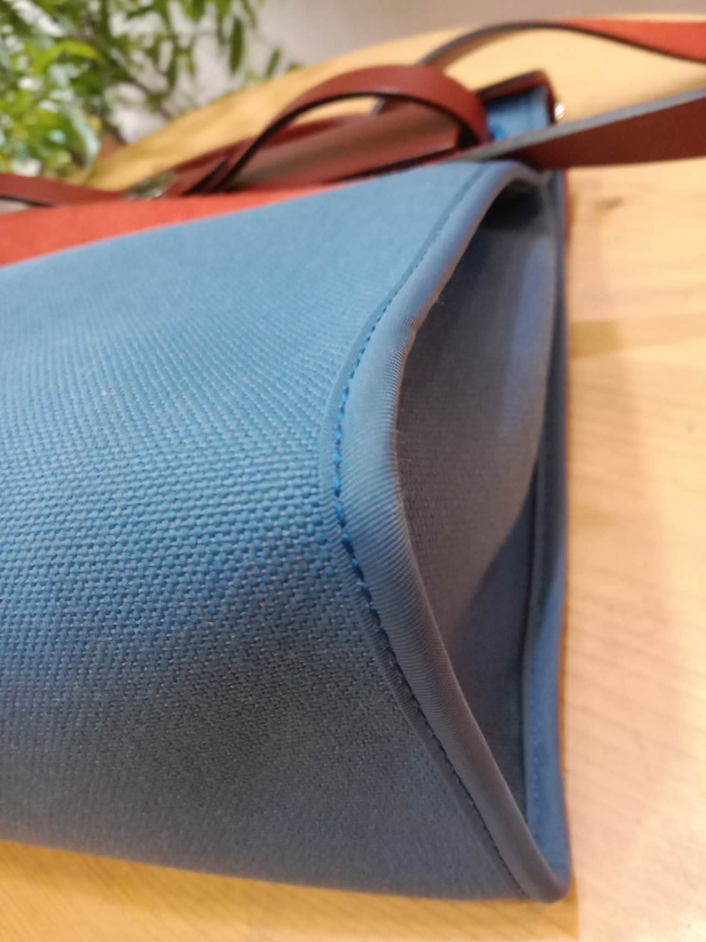 Hermes Herbag Zip 31 Bicolor Blue/Red Canvas & Leather Stamp X 2016