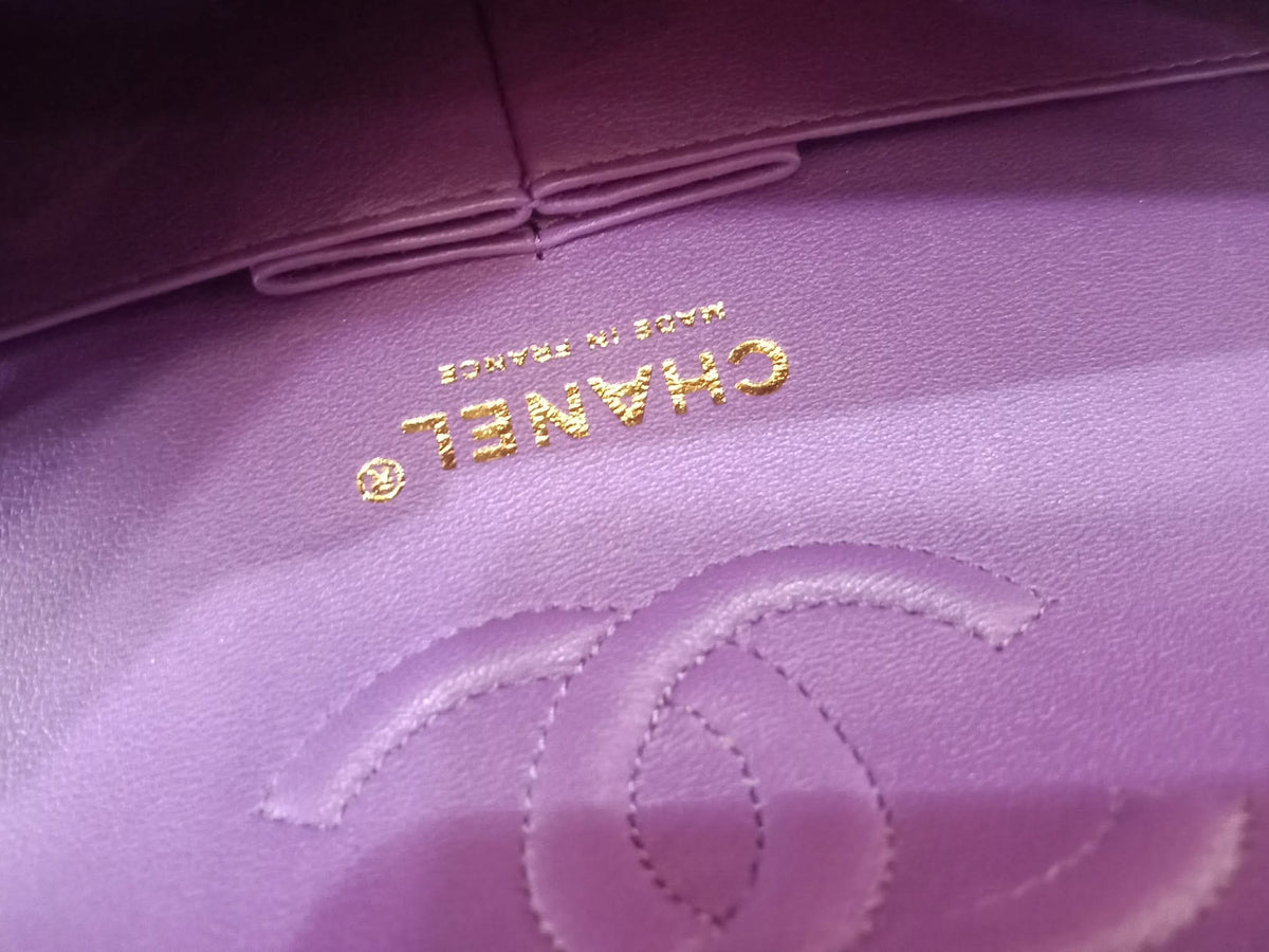 Chanel Metiers D'Art 2022 Timeless Classic Quilted Double Flap Small Caviar Microchipped Purple