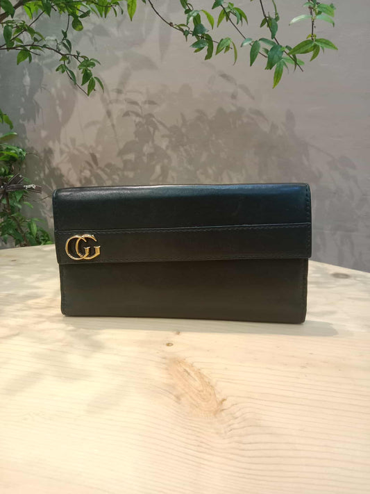 Gucci GG Marmont French Continental Wallet Black