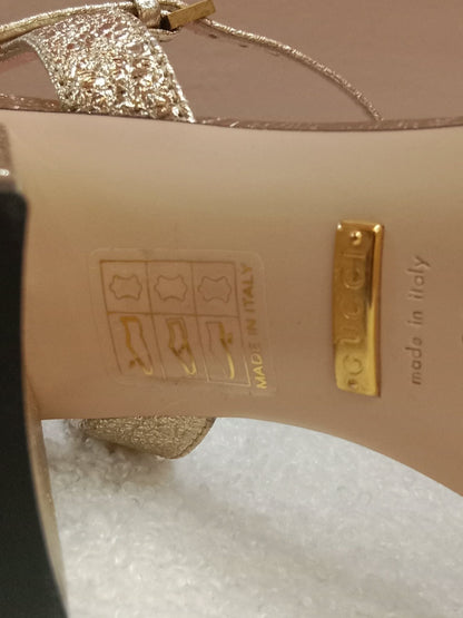 Gucci GG Marmont Sandals Metallic Gold Size 36