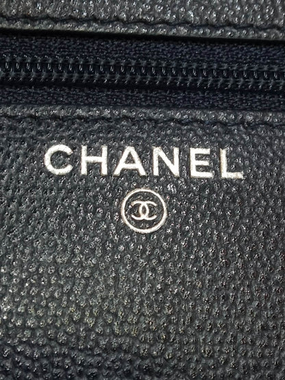 Chanel CC Box Wallet On Chain Caviar Navy Blue Series 27