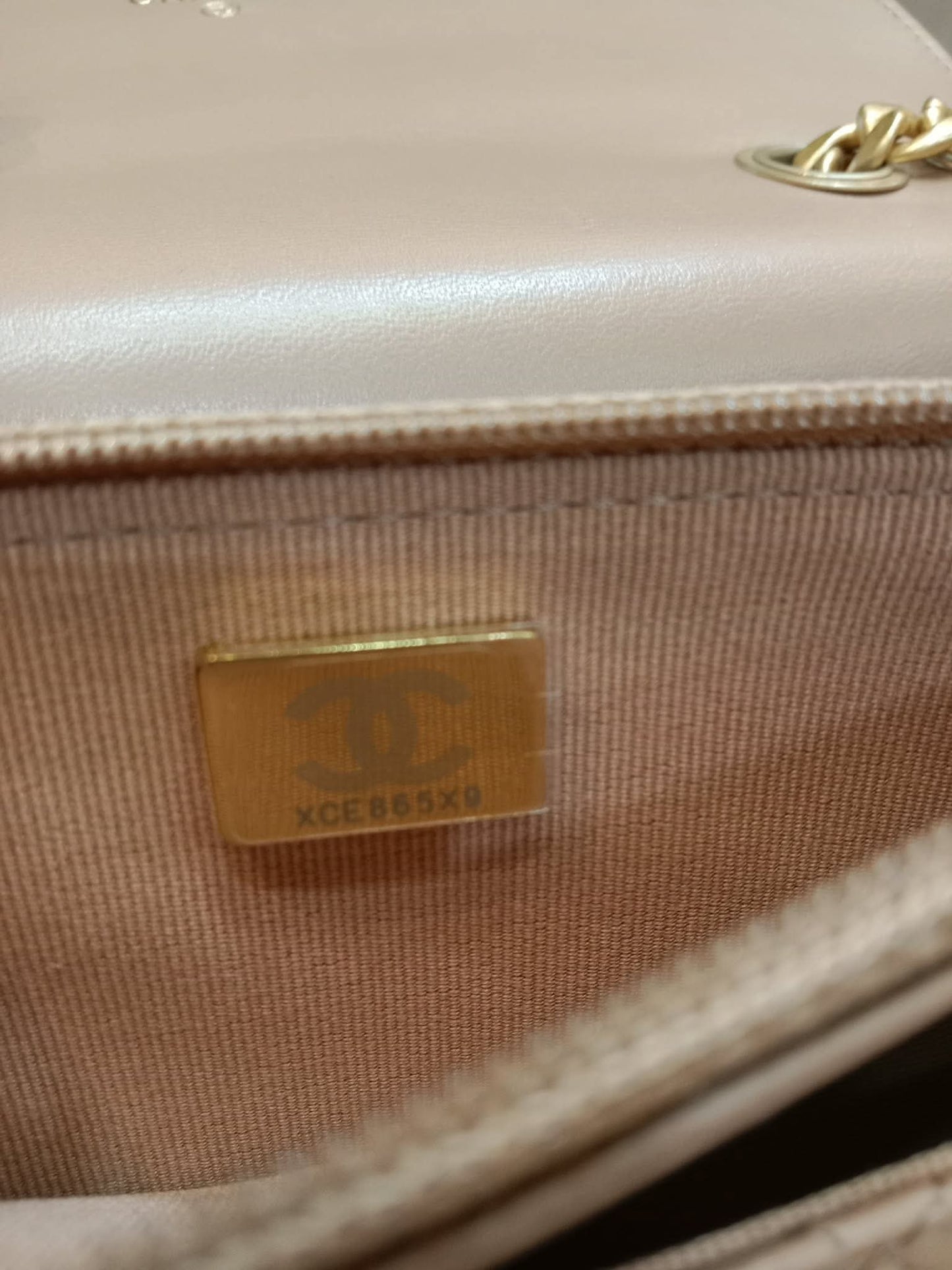 Chanel Quilted Wallet On Chain Lambskin Beige Microchipped