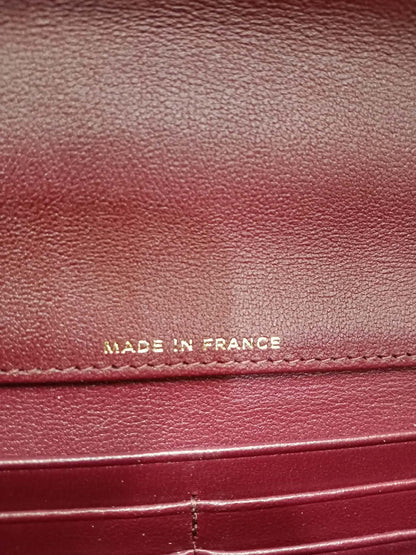 Chanel Tophandle Lizard Embossed Calfskin Clutch Dar Burgundy Microchipped