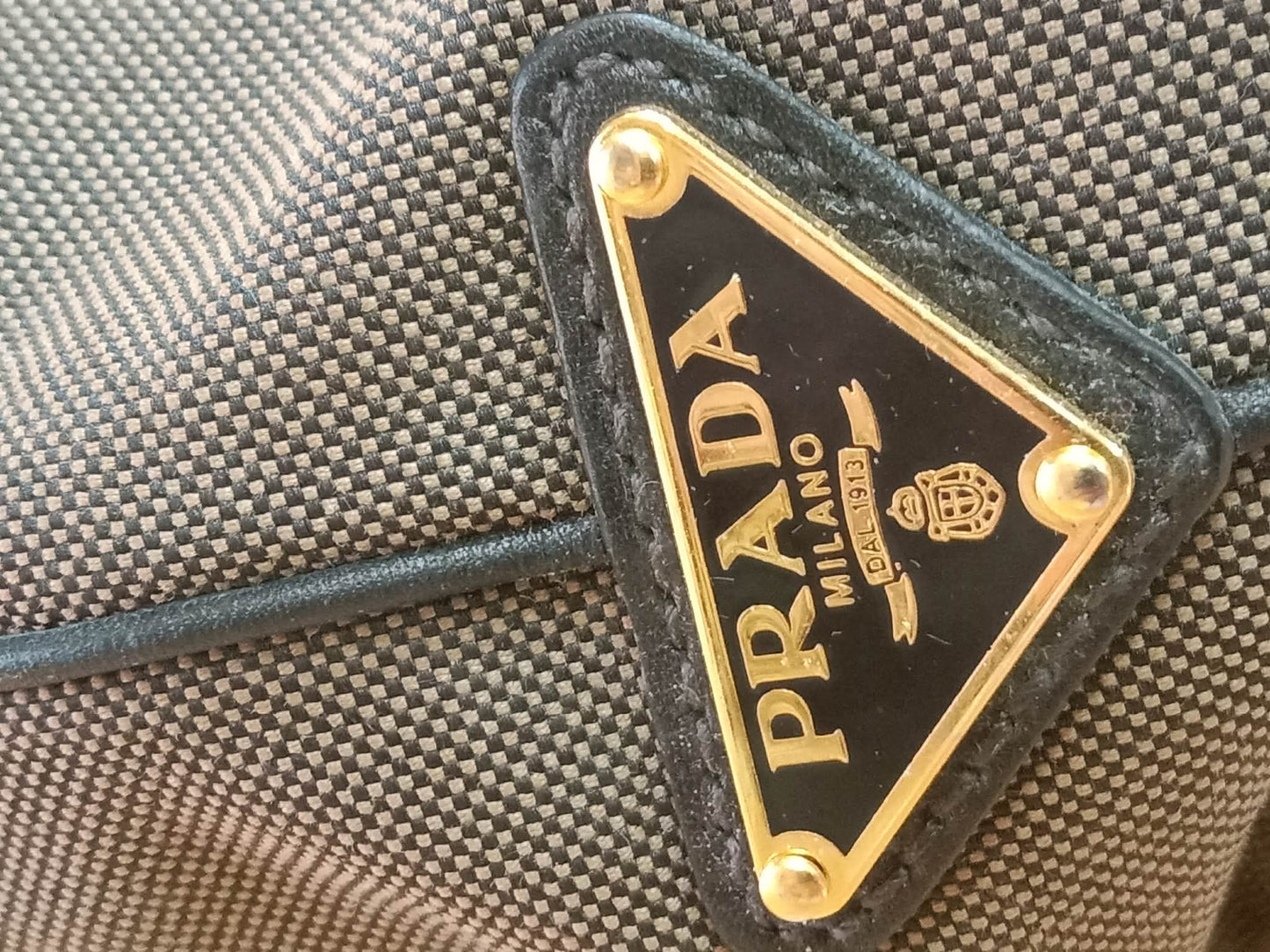 Prada Logo Jacquard Tote Corda Bruciato
