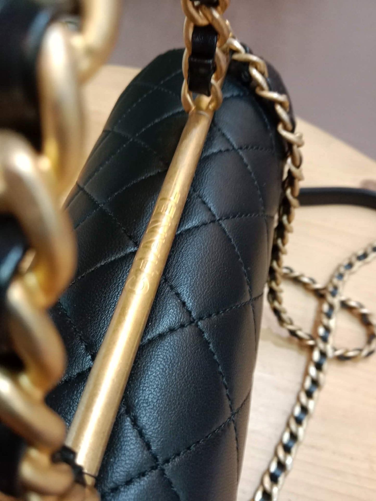 Chanel La Parisienne Quilted Lambskin Tophandle Bag Black Series 30