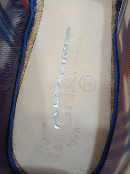 Chanel CC Espadrille Flats Blue Size 37