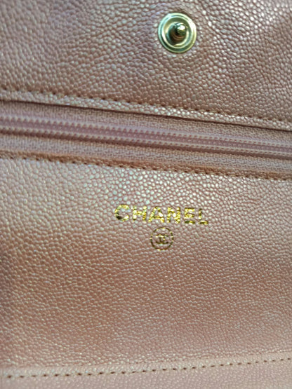 Chanel Classic Wallet on Chain Pink Iridescent Caviar Series 27