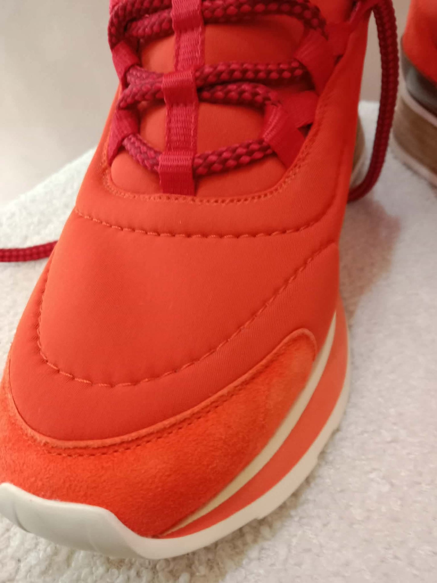 Hermes Miles Neoprene/Suede Sneakers Red Size 38