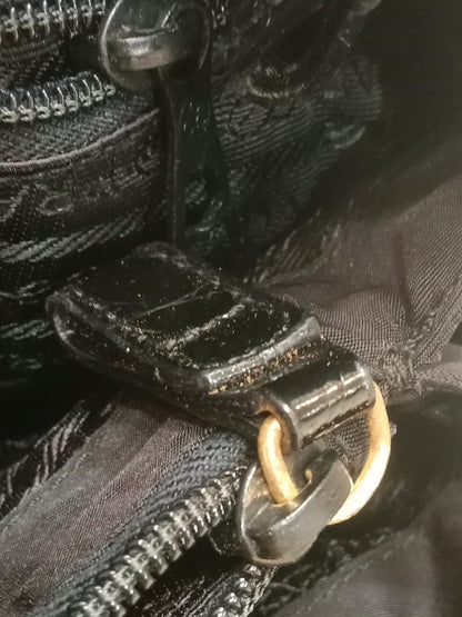 Prada Vintage Tessuto Tote Nylon/Crocodile Embossed Leather Bag
