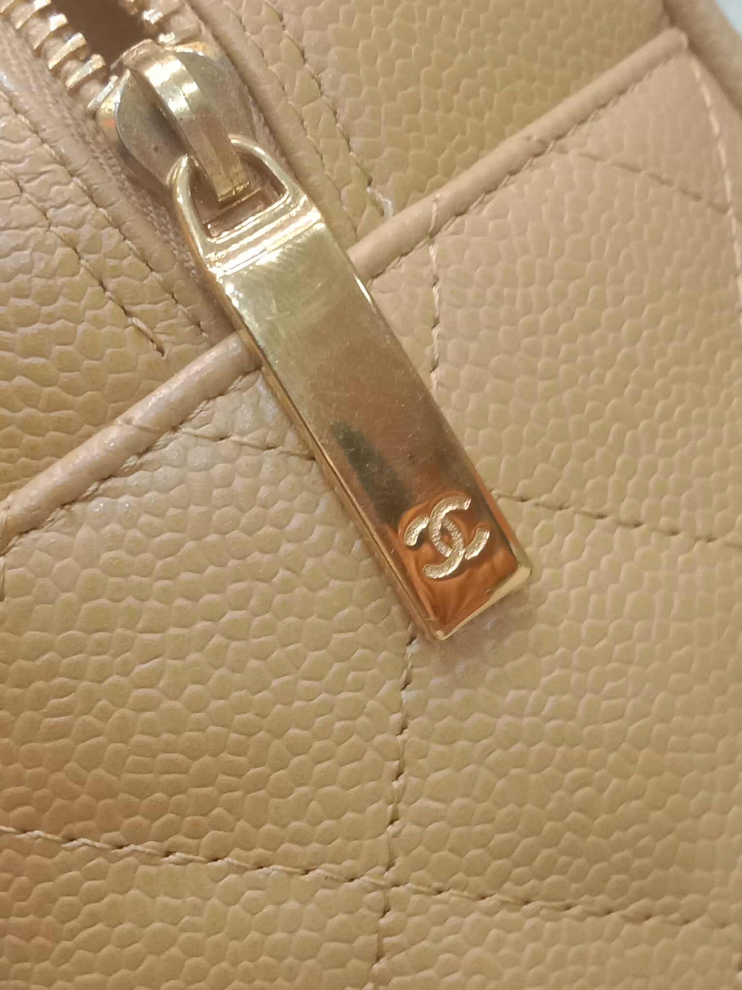 Chanel Bowling Bag Beige Caviar Series 9