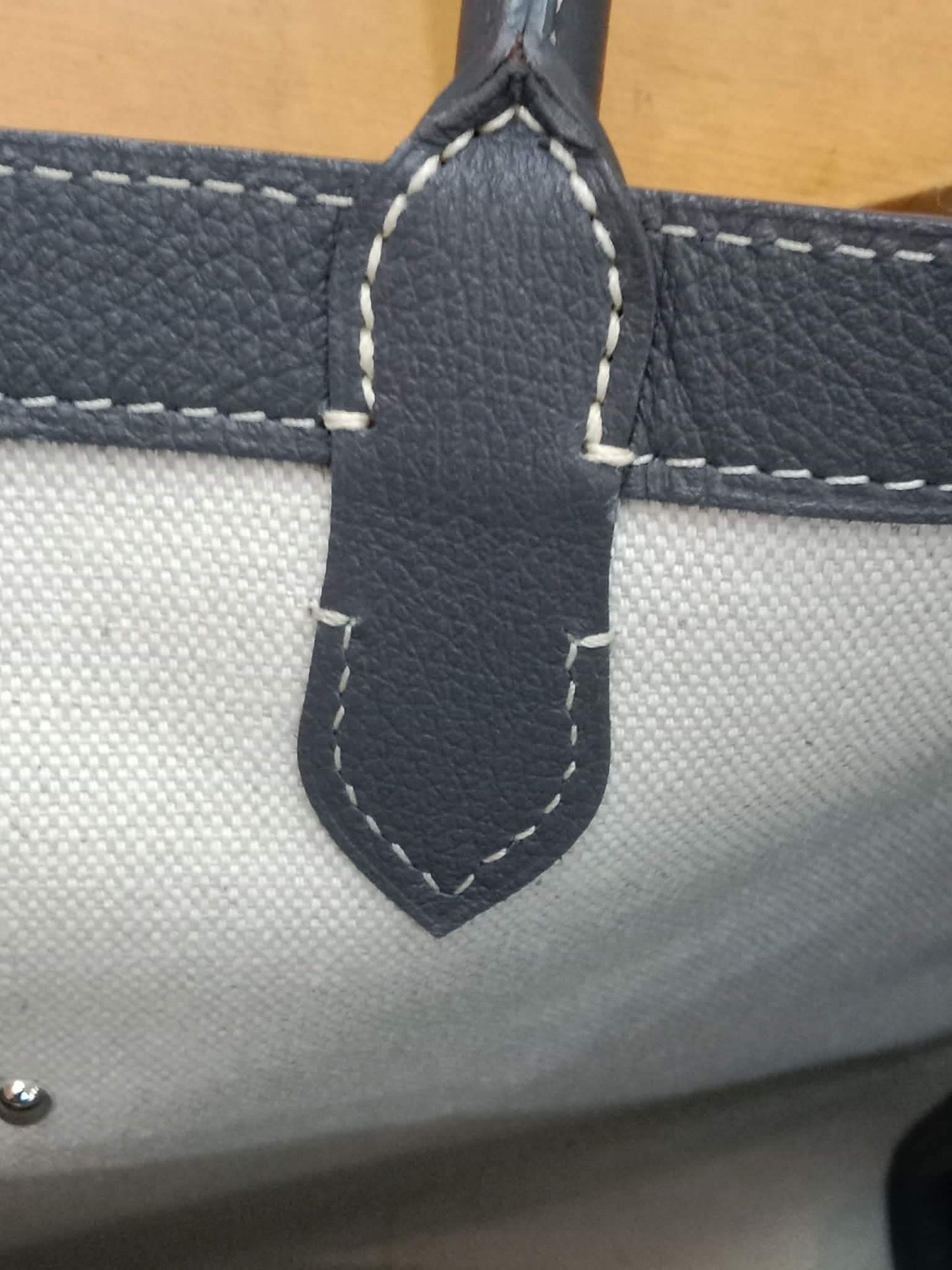Goyard Saigon Tote Bag Goyardine Canvas with Structured Leather Trim Gris MM