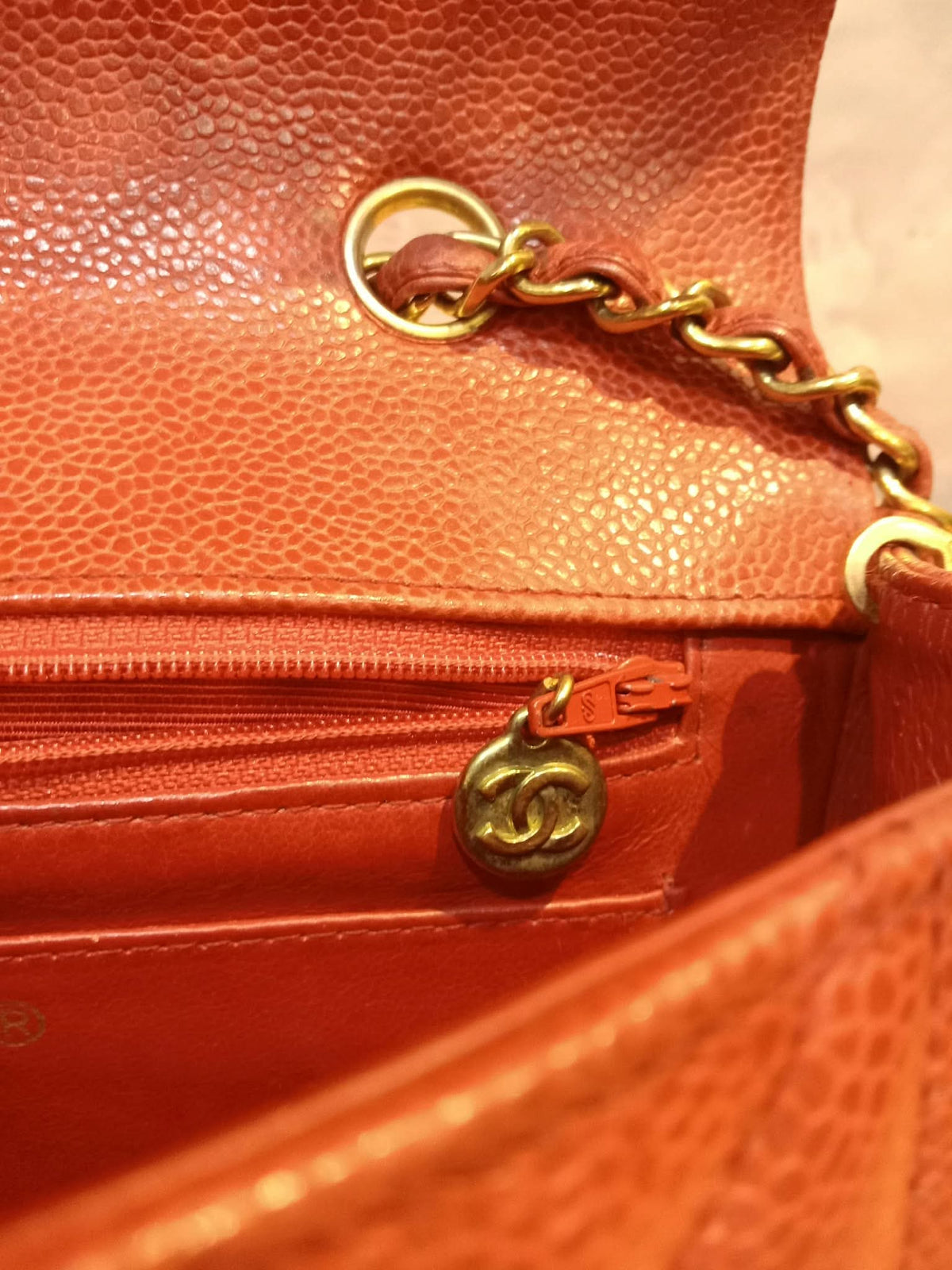 Chanel Diana Quilted Caviar Leather Red Series 2