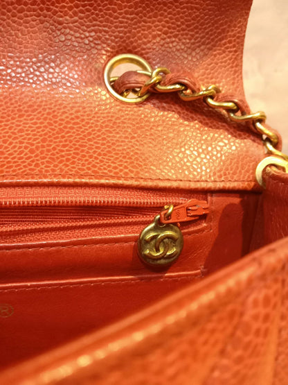 Chanel Diana Quilted Caviar Leather Red Series 2