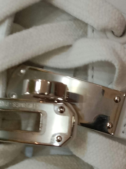 Hermes Day White Kelly Sneakers Rose Gold Buckle Size 35