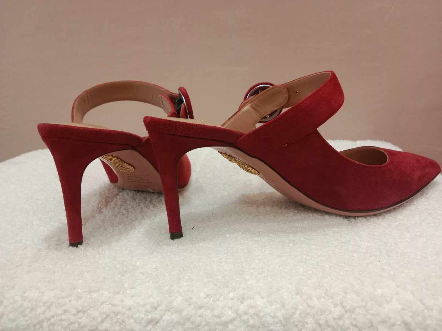 Aquazzura Blossom Suede Pointed Toe Mules Red Size 35.5
