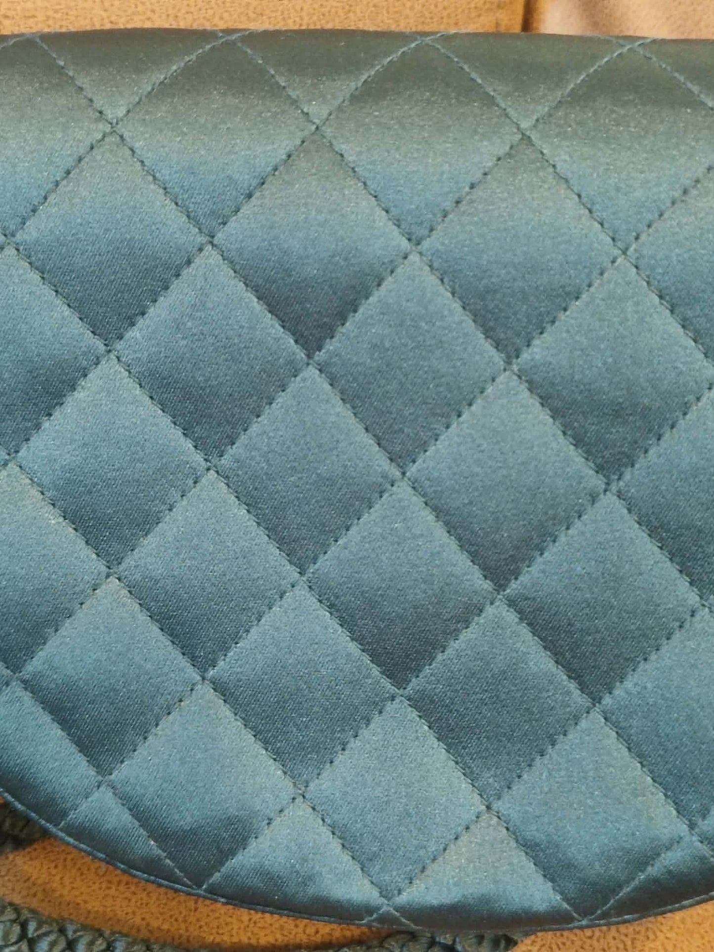 Chanel Quilted Satin Halfmoon Rhinestone Vintage Bag Black Series 0