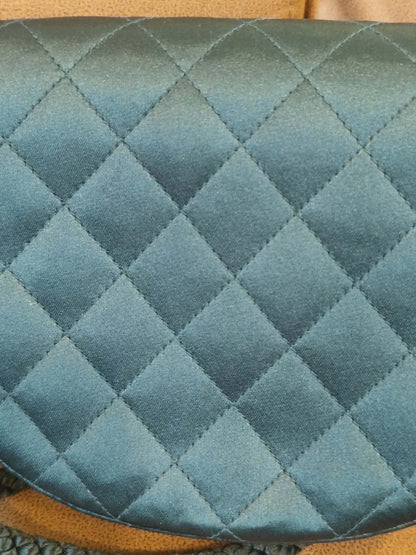 Chanel Quilted Satin Halfmoon Rhinestone Vintage Bag Black Series 0