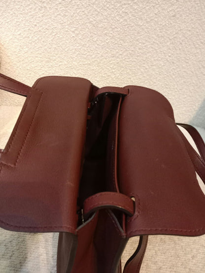 Hermes Halzan 22 Burgundy Clemence Stamp A 2017