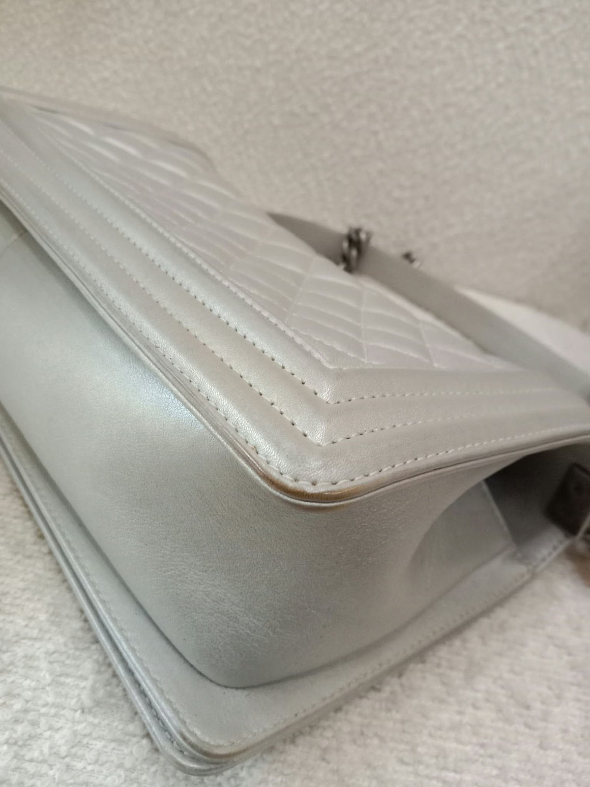 Chanel Le Boy Lambskin Old Medium Gray Series 20
