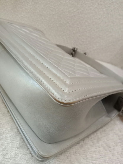 Chanel Le Boy Lambskin Old Medium Gray Series 20
