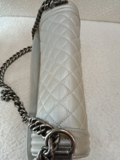 Chanel Le Boy Lambskin Old Medium Gray Series 20