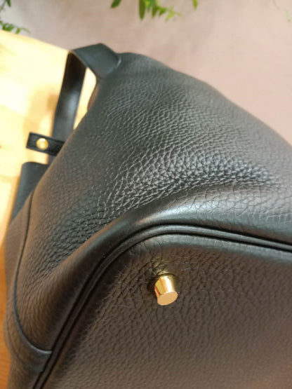 Hermes Picotin 22 Noir Clemence Stamp U 2022