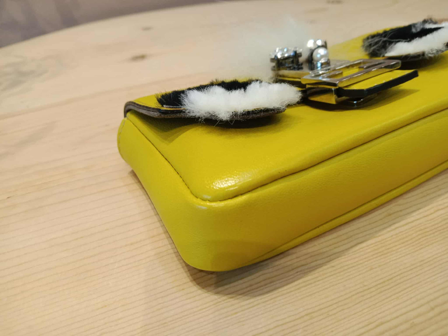 Fendi Monster Baguette Leather and Fur Micro