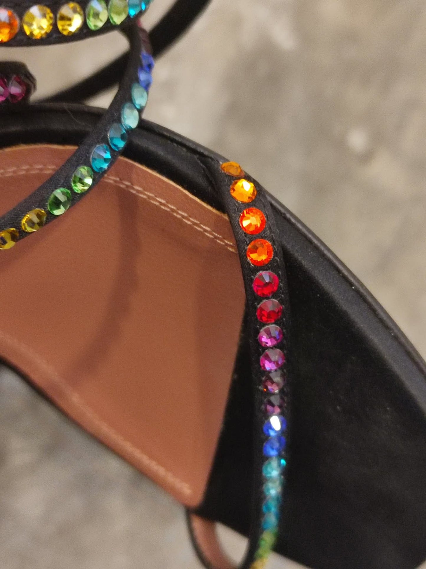 Amina Muaddi x AGWE Rainbow LSD Glasi Heeled Sandals Size 36 Black