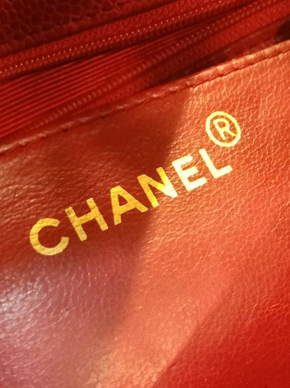 Chanel Diana Quilted Caviar Leather Red Series 2
