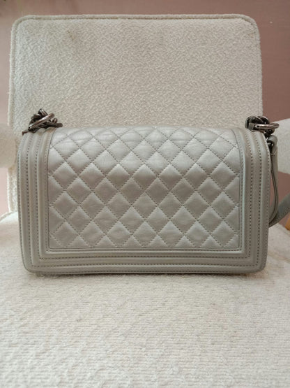 Chanel Le Boy Lambskin Old Medium Gray Series 20