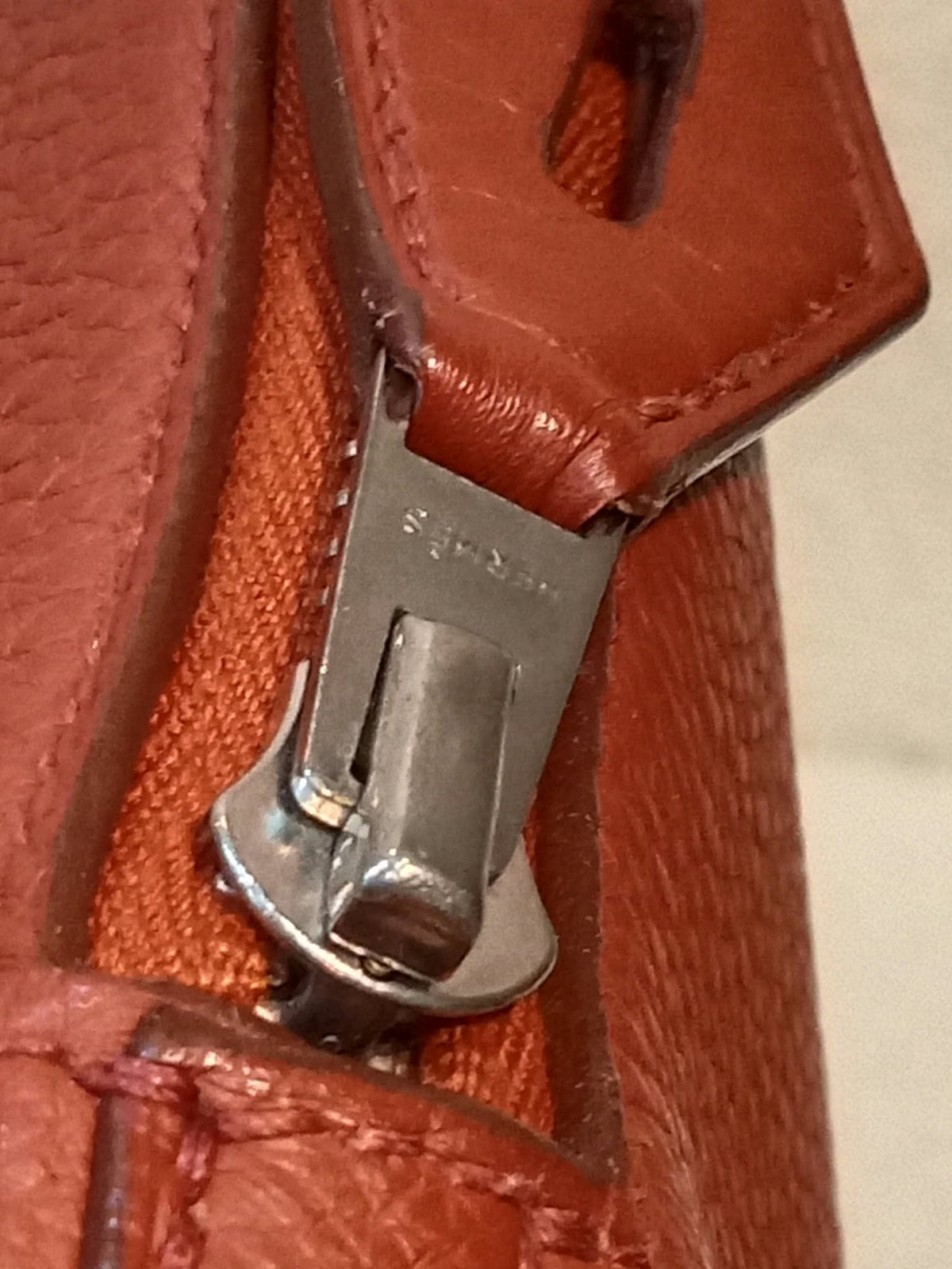 Hermes Bolide 31 Orange Clemence Stamp H Square 2004