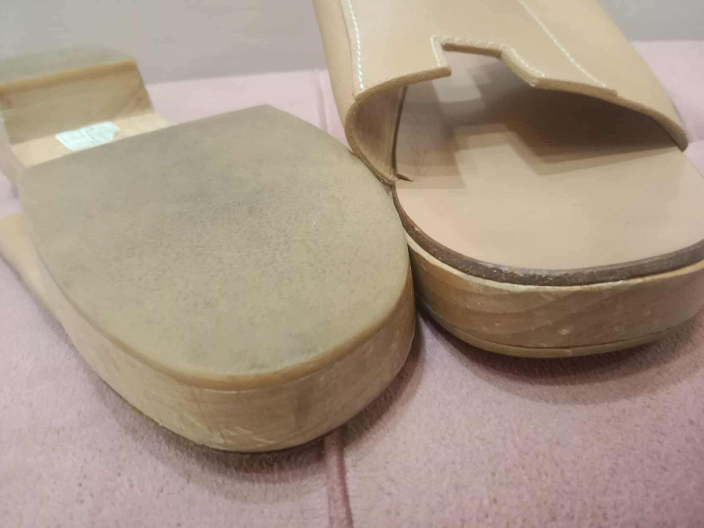 Hermes Kevlar Slides Sandal Beige Size 39