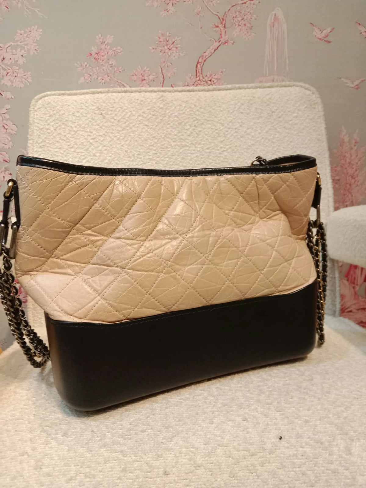 Chanel Gabrielle Hobo Bag Beige/Black Medium Series 27