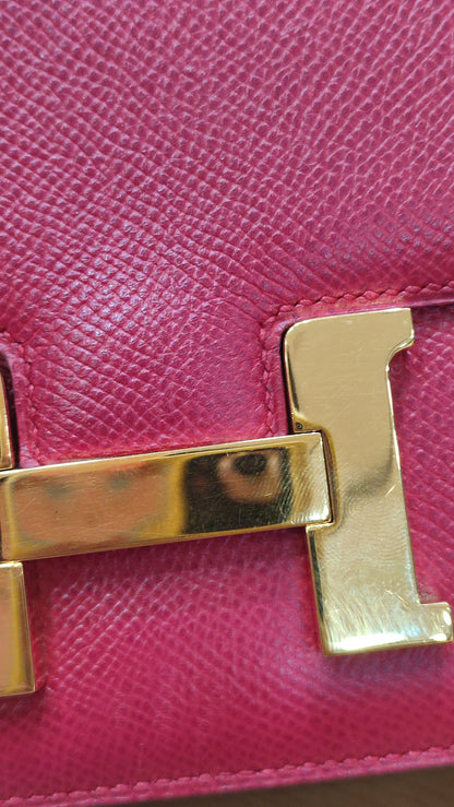 Hermes Constance 18 Red Courchevel Stamp Y Circle 1995