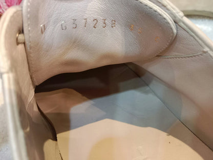 Chanel Interlocking CC Logo Metallic Gold/Beige Lace-up Sneakers with Black Cap Toe Size 35