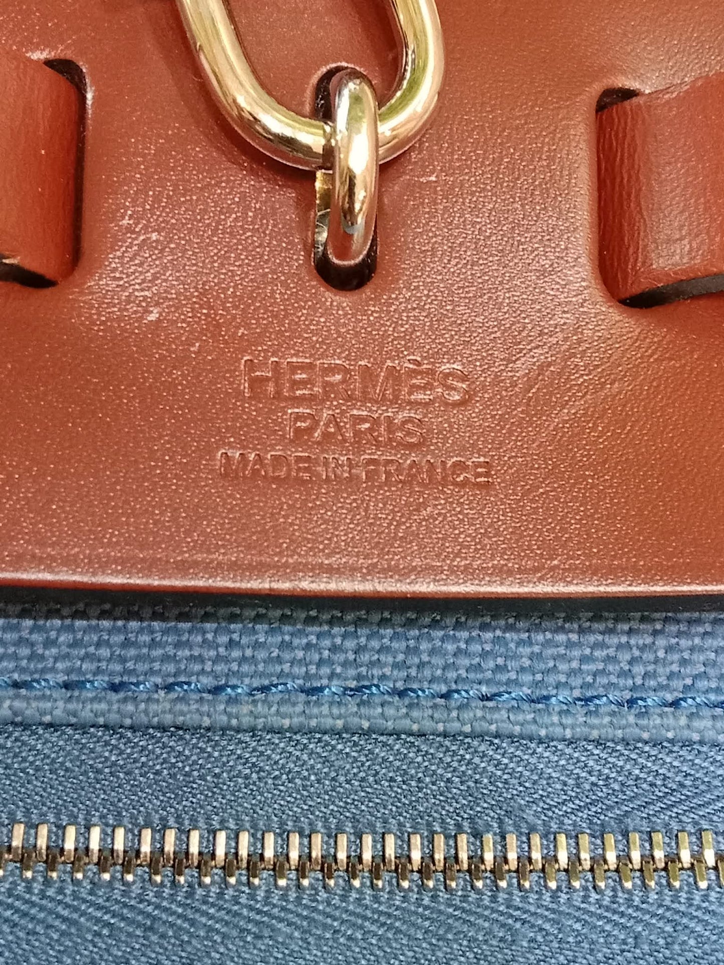 Hermes Herbag Zip 31 Bicolor Blue/Red Canvas & Leather Stamp X 2016