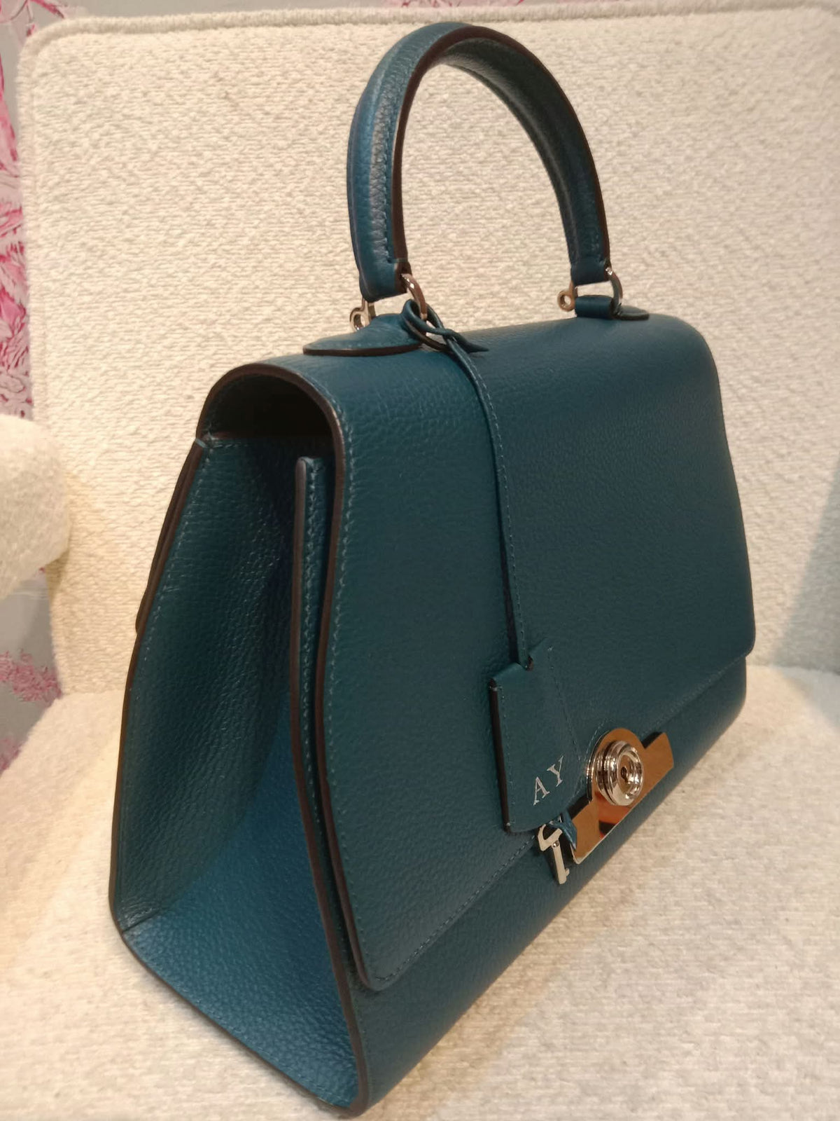 Moynat Rejane Blue Leather Bag