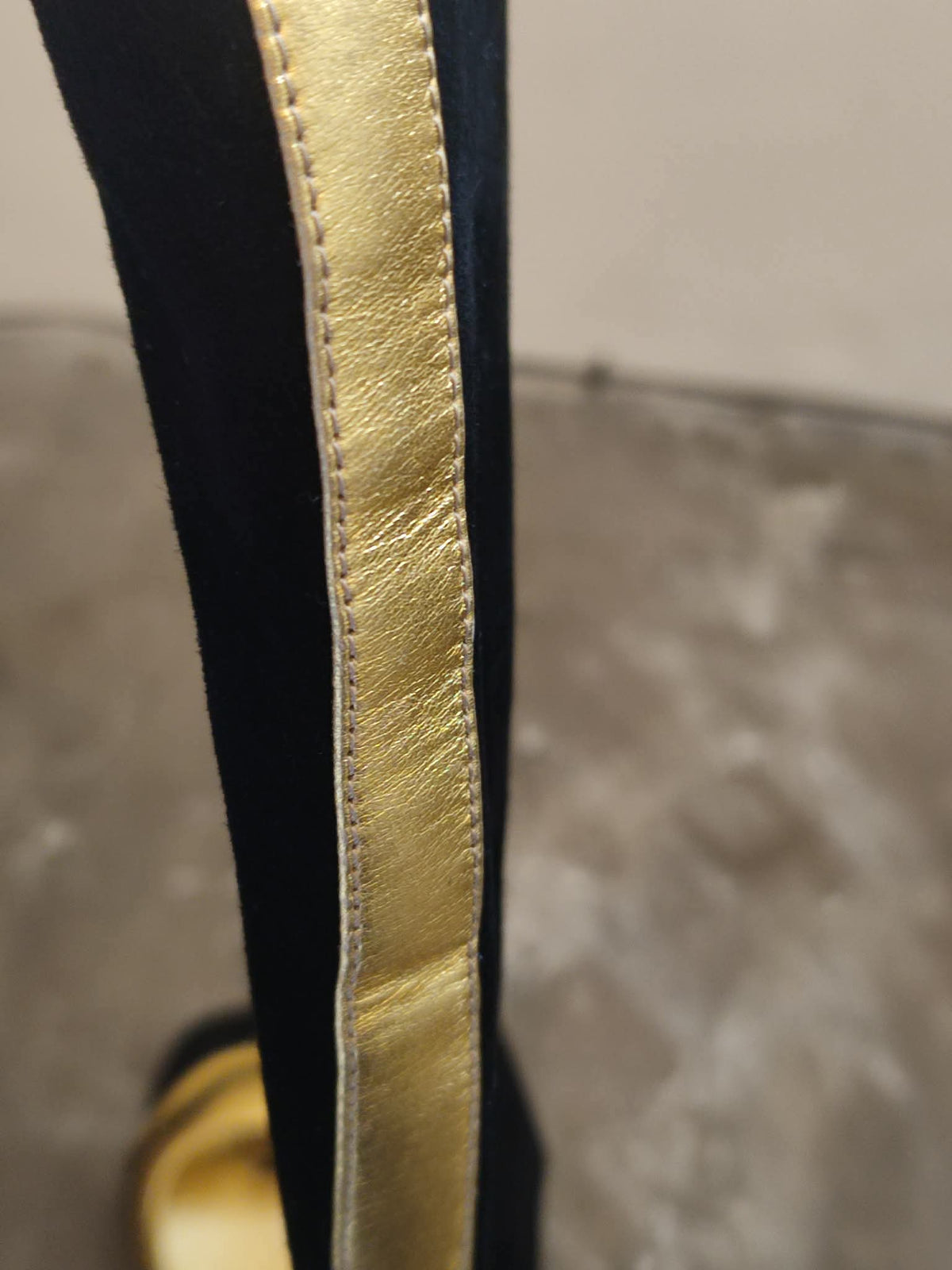 Prada Fairy SS2008 Suede Open-Toe Knee High Boots Black/Gold Size 38