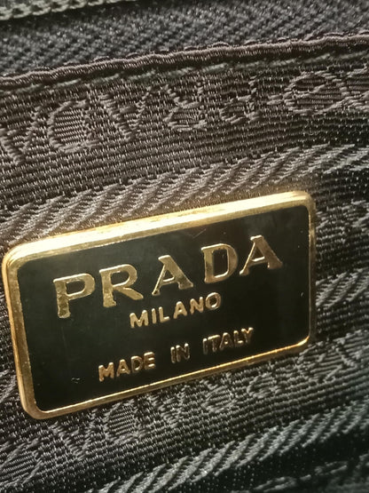 Prada Vintage Tessuto Tote Nylon/Crocodile Embossed Leather Bag