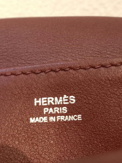 Hermes Halzan 22 Burgundy Clemence Stamp A 2017