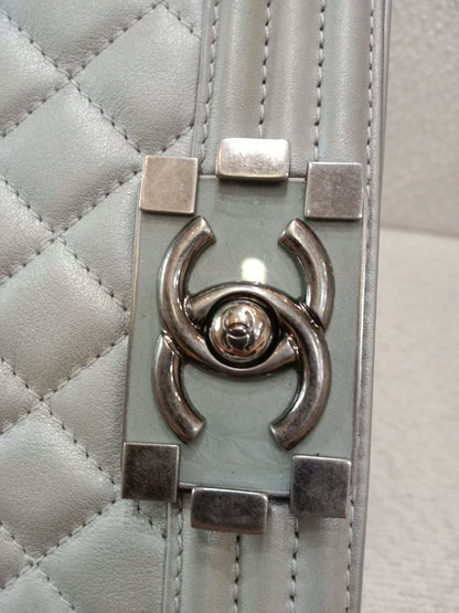 Chanel Le Boy Lambskin Old Medium Gray Series 20