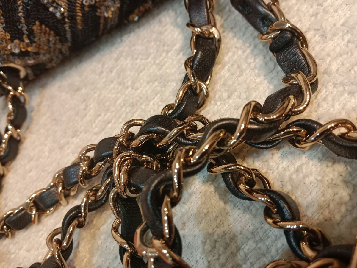 Chanel Mini Rectangular Gold/Black Sequin Limited Edition Microchipped