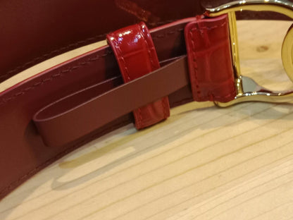 Chanel Crocodile Embossed Calfskin & Metal Belt Dark Red Brandnew