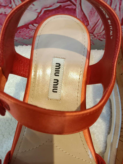 Miu Miu Platform Sandals Orange Size 36.5
