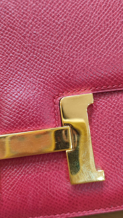 Hermes Constance 18 Red Courchevel Stamp Y Circle 1995