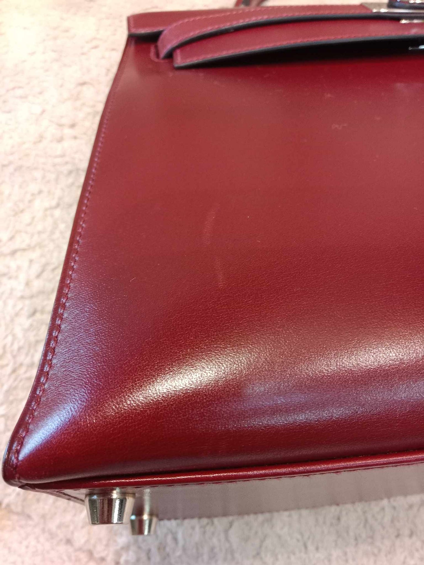 Hermes Kelly 32 Rouge Boxcalf Stamp E Square 2001