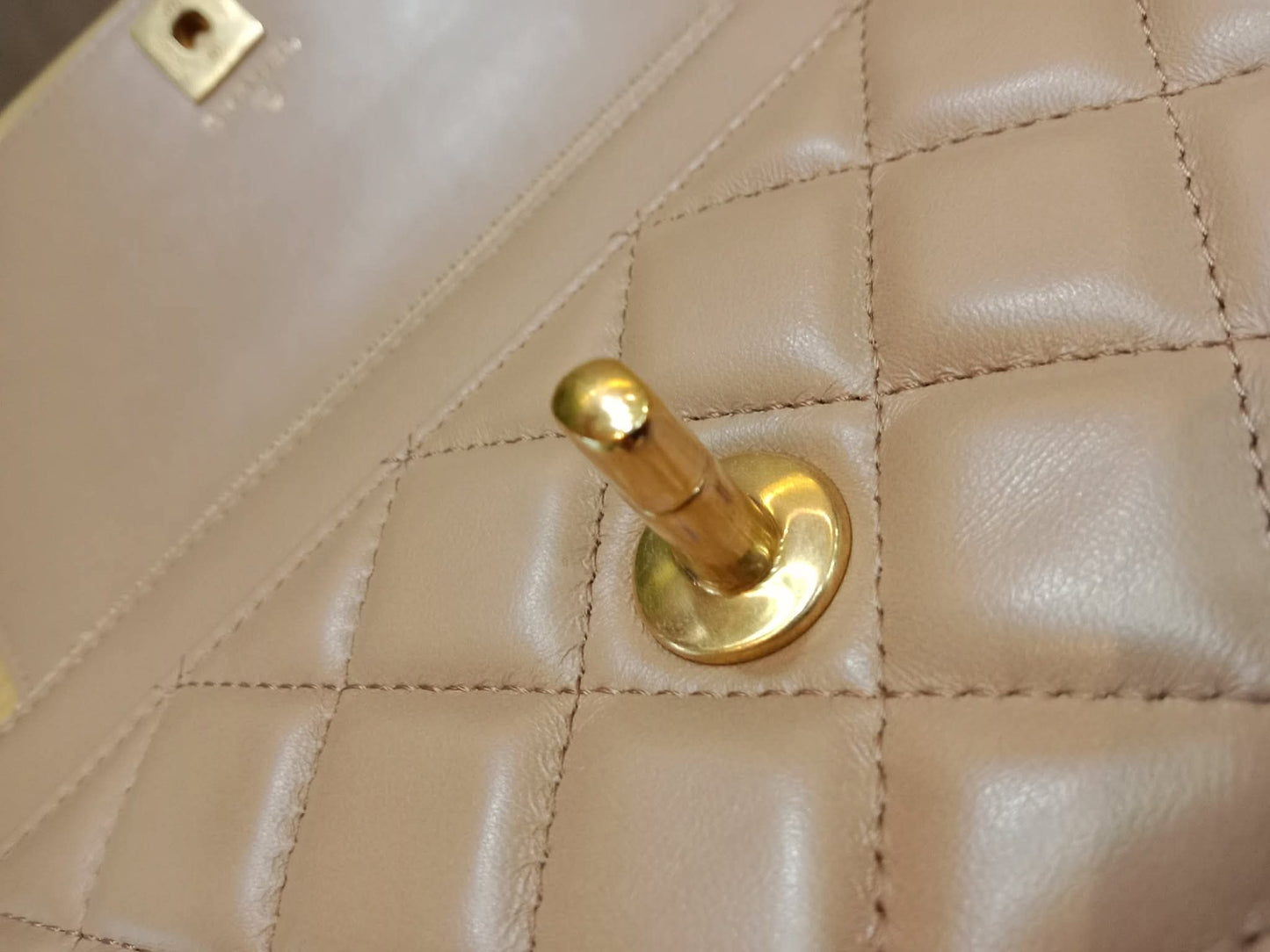 Chanel Quilted Wallet On Chain Lambskin Beige Microchipped
